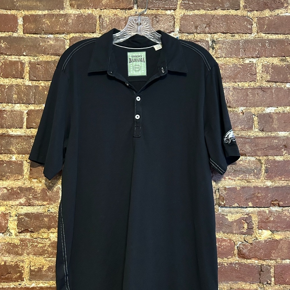 Tommy Bahama 🏆🦅NFL Eagles🦅🏆 Black Polo Shirt Short Sleeve - Picture 1 of 12